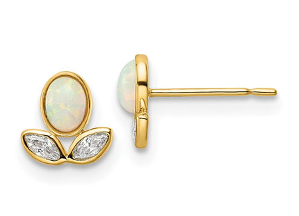 14K gold cubic zirconia flower earrings
