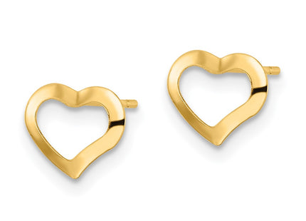 14K gold heart earrings, alternate view