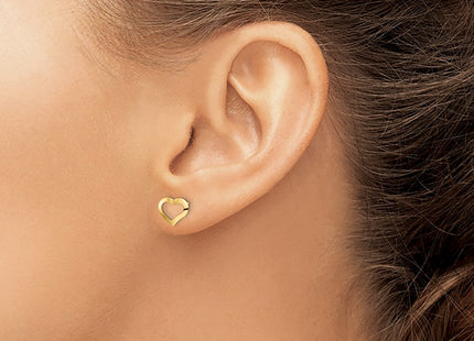 14K gold heart earrings, another view