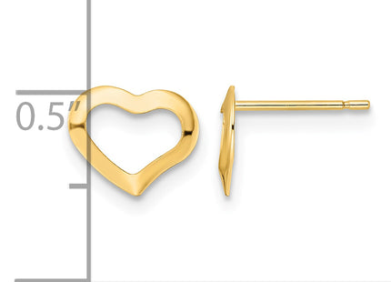 14K Polished Heart Post Earrings, 7 x 9mm