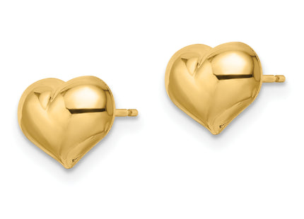 14K Polished Puffed Heart Post Earrings