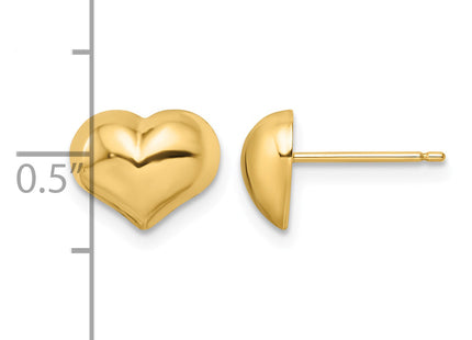 14K Polished Puffed Heart Post Earrings