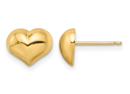 14K Polished Puffed Heart Post Earrings