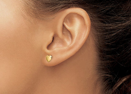 14K gold heart earrings, another view
