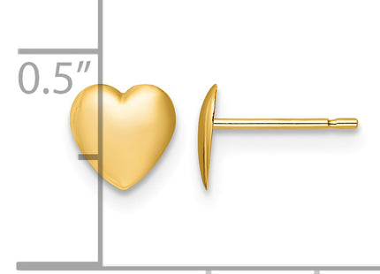 14K Polished Heart Post Earrings, 6.25 x 6.25mm