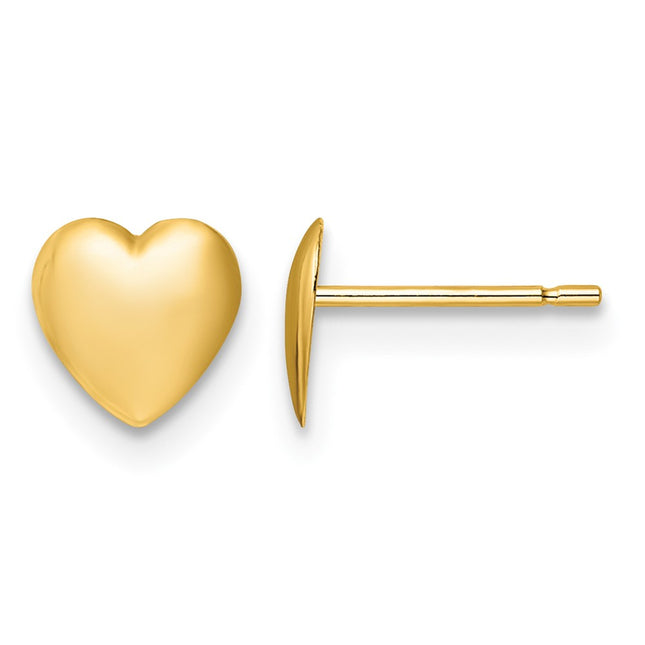 14K Polished Heart Post Earrings, 6.25 x 6.25mm