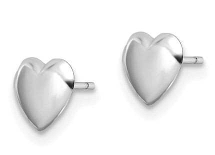 14K white gold heart earrings, alternate view