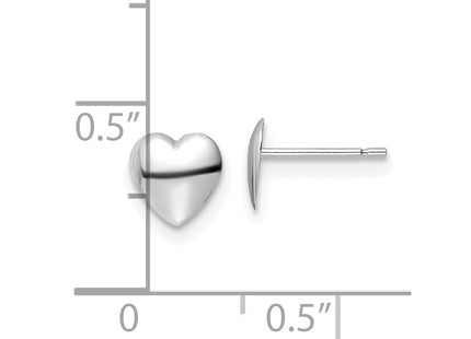 14K white gold heart earrings, further view