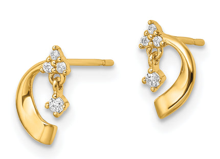 14K CZ Post Earrings, 9.3 x 5mm