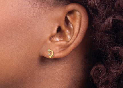 14K CZ Post Earrings, 9.3 x 5mm