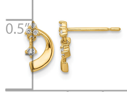 14K CZ Post Earrings, 9.3 x 5mm
