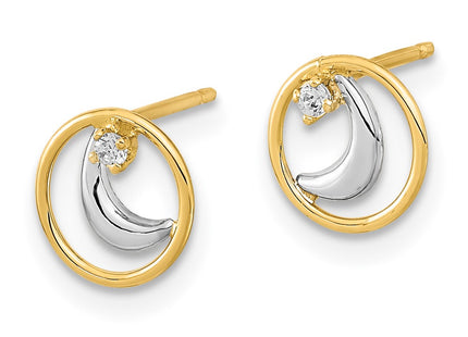 14k Yellow & Rhodium Earrings Style YE2056 - Classique Jewelry Inc.