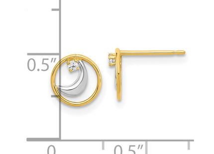 14k Yellow & Rhodium Earrings Style YE2056 - Classique Jewelry Inc.