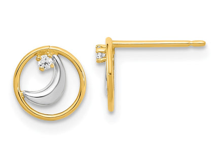 14k Yellow & Rhodium Earrings Style YE2056 - Classique Jewelry Inc.
