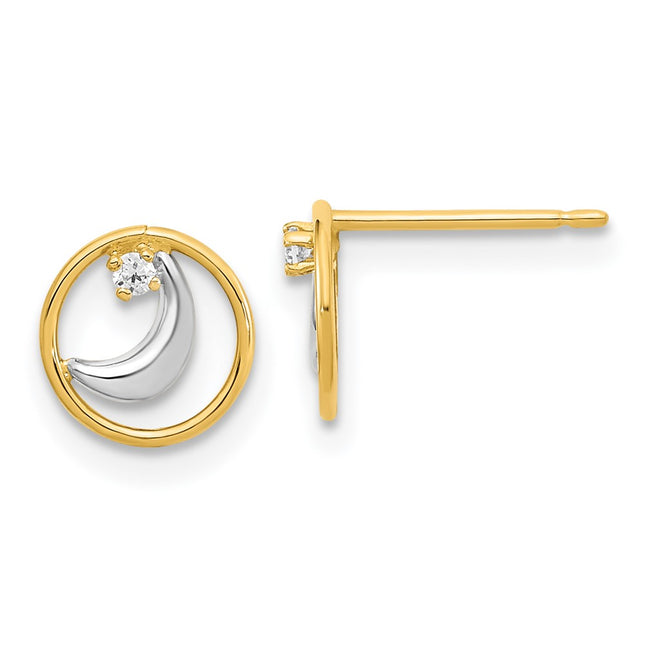 14k Yellow & Rhodium Earrings Style YE2056 - Classique Jewelry Inc.