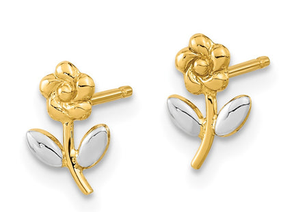 14k Yellow & Rhodium Earrings Style YE2092 - Classique Jewelry Inc.