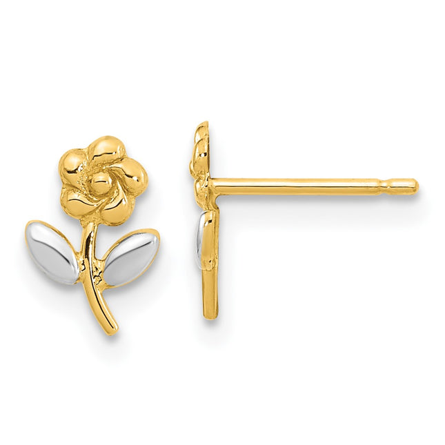 14k Yellow & Rhodium Earrings Style YE2092 - Classique Jewelry Inc.