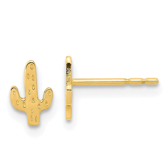 14K Polished Cactus Post Earrings, 7 x 4.5mm