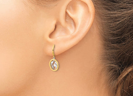 14k Yellow & Rhodium Earrings Style YE2114 - Classique Jewelry Inc.