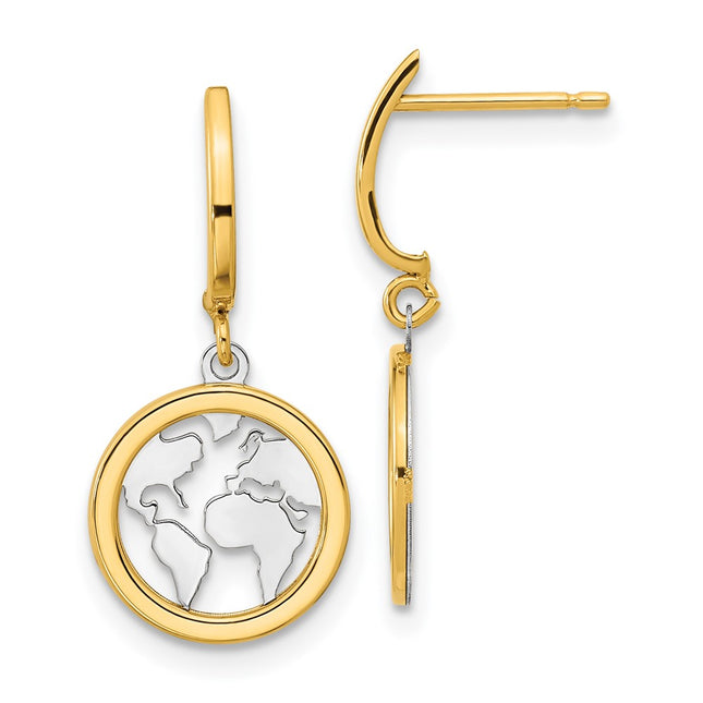 14k Yellow & Rhodium Earrings Style YE2114 - Classique Jewelry Inc.