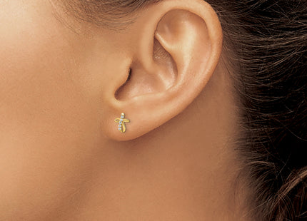 14k CZ Cross Post Earrings