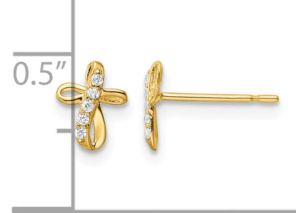 14k CZ Cross Post Earrings
