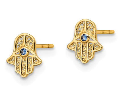 14K gold claddagh hoop earrings, alternate view