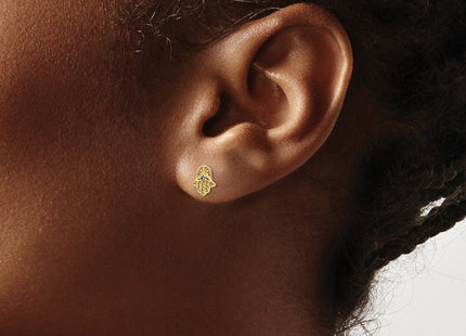 14K gold claddagh hoop earrings, another view