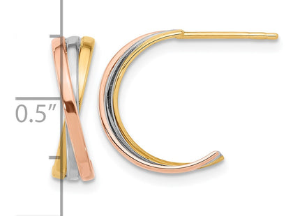14k Tri-Color Earrings Style YE2145 - Classique Jewelry Inc.