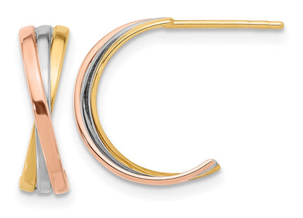 14k Tri-Color Earrings Style YE2145 - Classique Jewelry Inc.