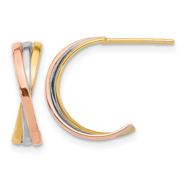 14k Tri-Color Earrings Style YE2145 - Classique Jewelry Inc.