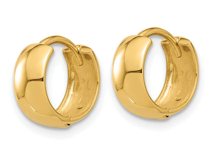 14k Polished Hinged Huggie Hoop Earrings, 11.5 x 12mm
