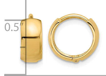 14k Polished Hinged Huggie Hoop Earrings, 11.5 x 12mm