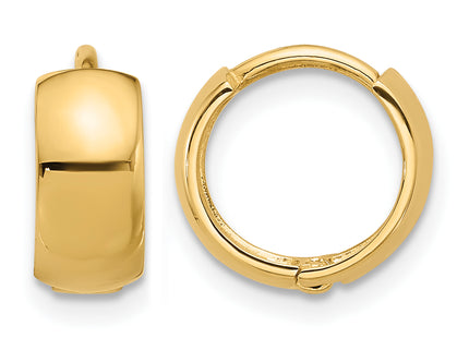 14k Polished Hinged Huggie Hoop Earrings, 11.5 x 12mm