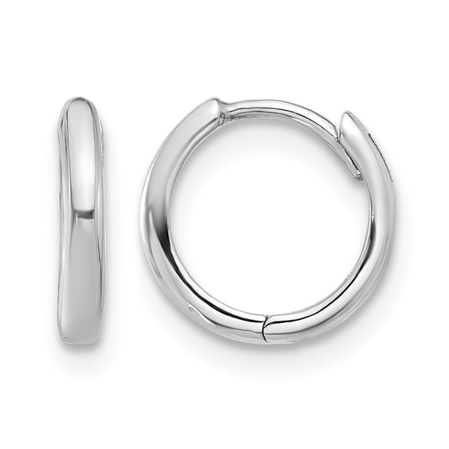 14K White Gold Hinged Hoop Earrings, 10 x 1.75mm