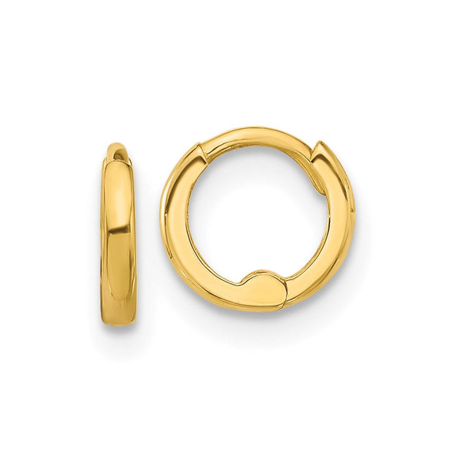 14k Polished CZ Huggie Hoop Earrings, 20.5 x 4mm