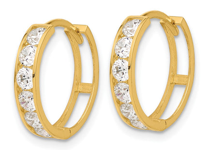 14K gold cubic zirconia hoop earrings, alternate view