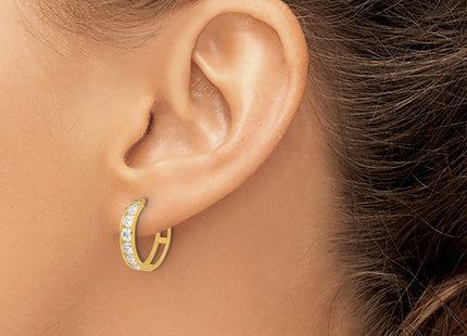 14K gold cubic zirconia hoop earrings, another view