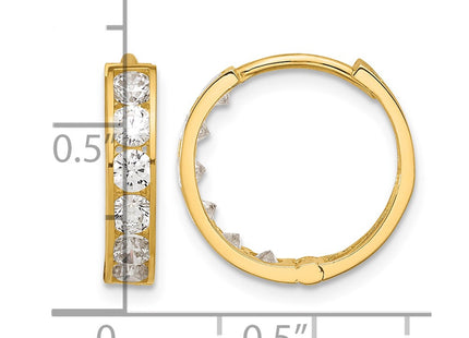 14K gold cubic zirconia hoop earrings, further view
