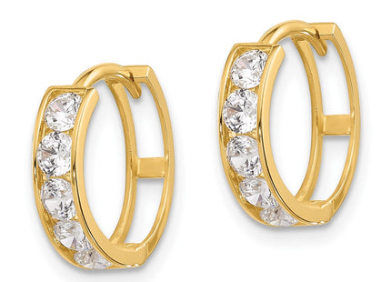 14K gold cubic zirconia hoop earrings, alternate view
