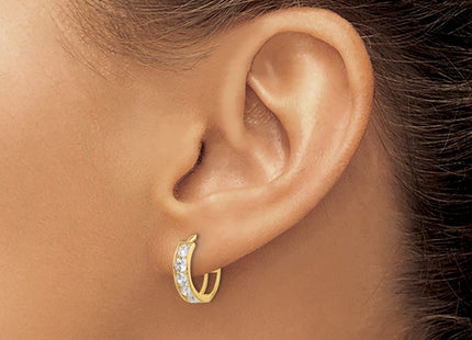 14K gold cubic zirconia hoop earrings, another view