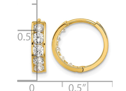 14K gold cubic zirconia hoop earrings, further view