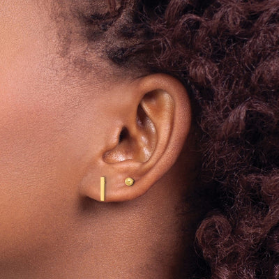 14K Polished Ball and Bar Earring Set