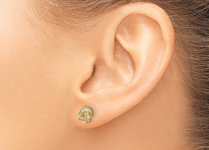 14K Polished CZ Love Knot Post Earrings (Style YE2183)