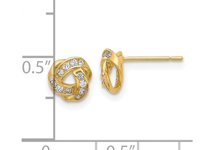 14K Polished CZ Love Knot Post Earrings (Style YE2183)