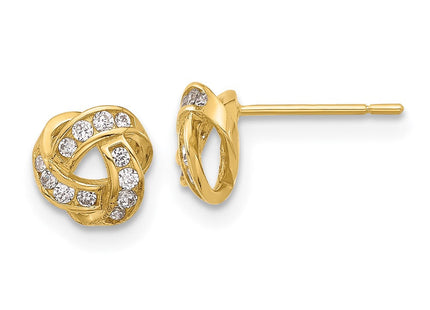 14K Polished CZ Love Knot Post Earrings (Style YE2183)