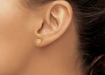 14K CZ Heart Post Earrings