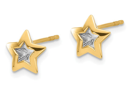 14k Yellow & Rhodium Earrings Style YE2198 - Classique Jewelry Inc.