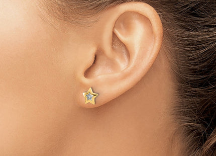 14k Yellow & Rhodium Earrings Style YE2198 - Classique Jewelry Inc.