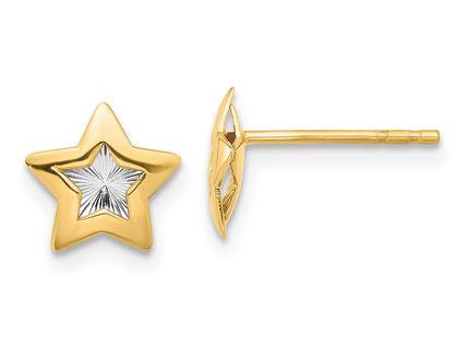 14k Yellow & Rhodium Earrings Style YE2198 - Classique Jewelry Inc.